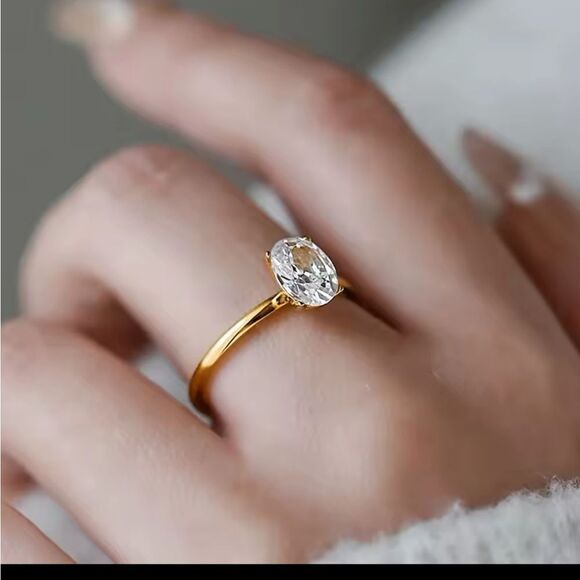 Elegant 14k Gold over 925 Silver Sterling Ring 1 Carat Diamond Ring New in Box - Picture 3 of 4